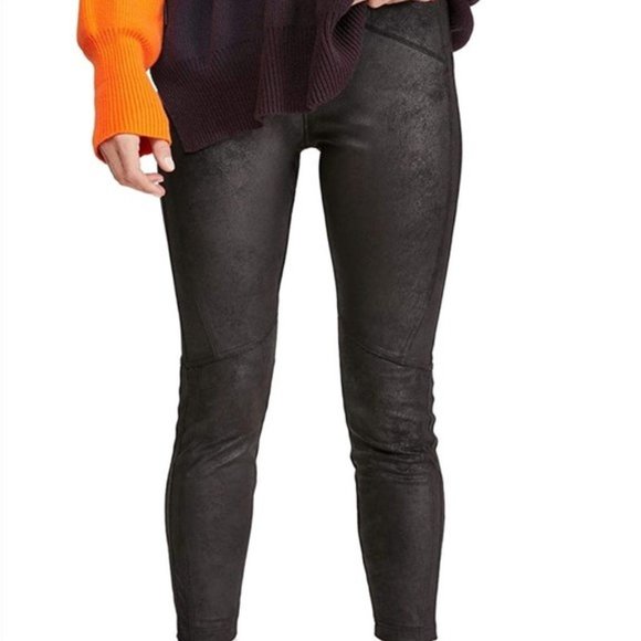 Free People Midnight NWT Vegan Faux Suede Black Leggings Size Small - Picture 10 of 16